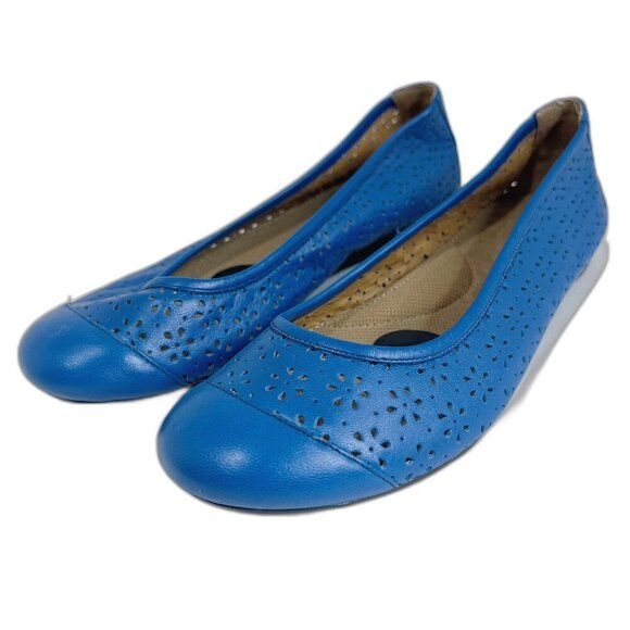 Pluggz Grounding Shoes Earthing Shoes Blue Leather Laser Cut Ballet Flats Size 7 - Picture 2 of 9